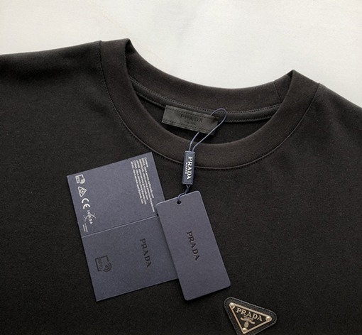  プラダ  新しい金属三角マーク半袖純綿半袖Tシャツ