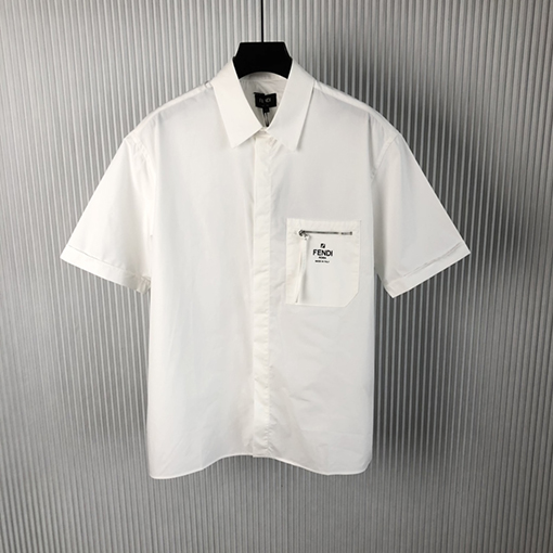 フェンディ 新しいロゴコットン半袖シャツ