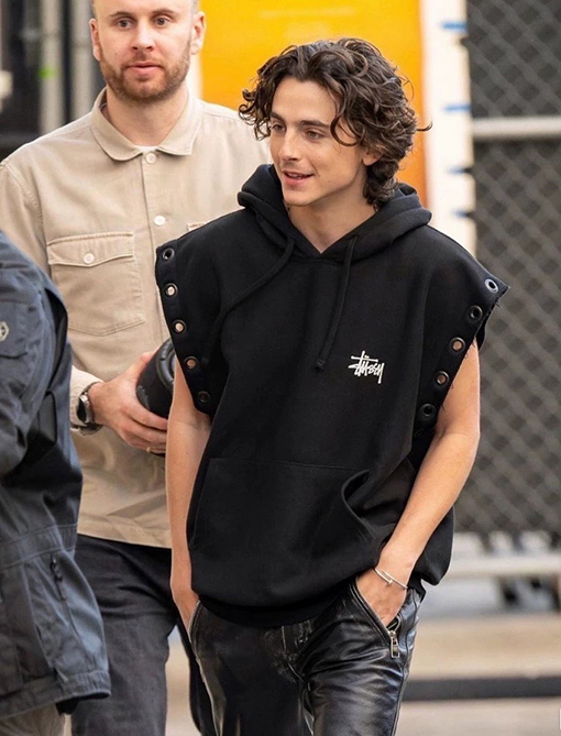 Stussy X Junya watanabe hooded vest ロゴ穴あきフリンジパーカーベスト