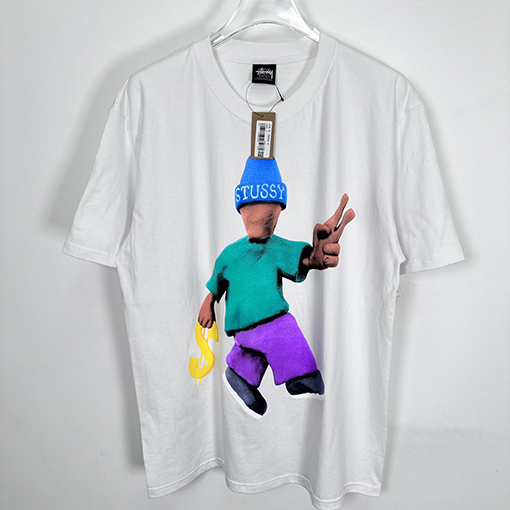 ステューシー  平和と繁栄の漫画のキャラクター半袖Tシャツ