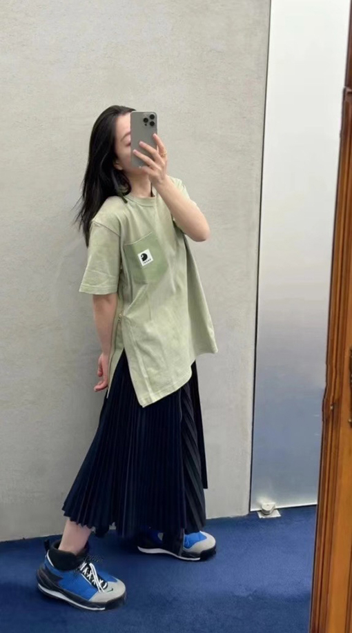 Sacai X Carhartt ポケットTシャツサイドジッパー半袖Tシャツ