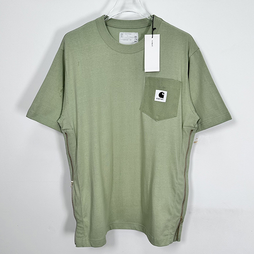 Sacai X Carhartt ポケットTシャツサイドジッパー半袖Tシャツ