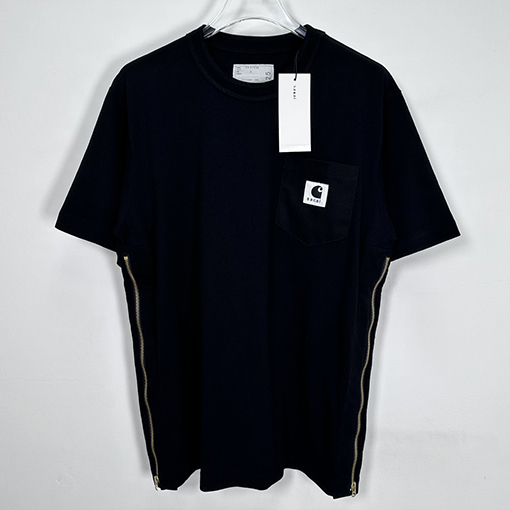 Sacai X Carhartt ポケットTシャツサイドジッパー半袖Tシャツ