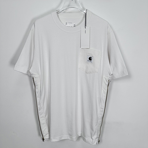 Sacai X Carhartt ポケットTシャツサイドジッパー半袖Tシャツ