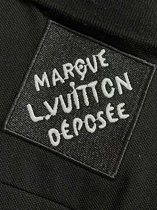ルイヴィトン  文字刺繍ビーズコットンラペル半袖ポロシャツ