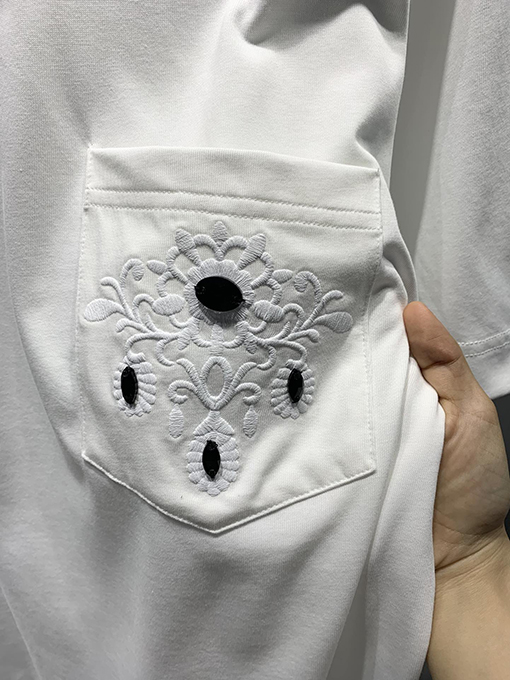 ジバンシイ 新しい宝石の花の刺繍半袖Tシャツ