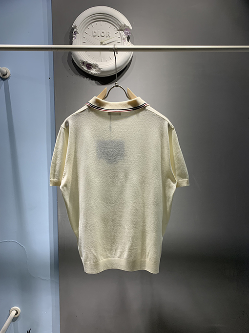プラダ 新しいシルクと綿のブレンド、バックルレスポロシャツ