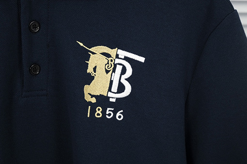 バーバリーコピー ジャカードスレッドと1856軍馬刺繍ポロシャツ