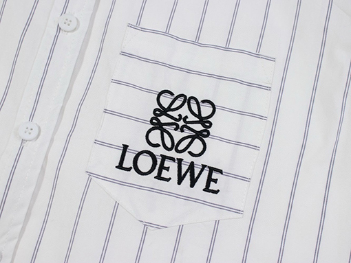 ロエベ 新しい刺繍ロゴブレンドグレーストライプ刺繍シャツ