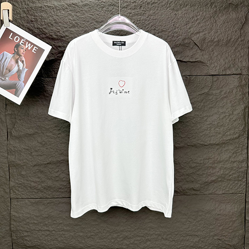 バレンシアガ  新しいステッチ文字ロゴカップル半袖Tシャツ