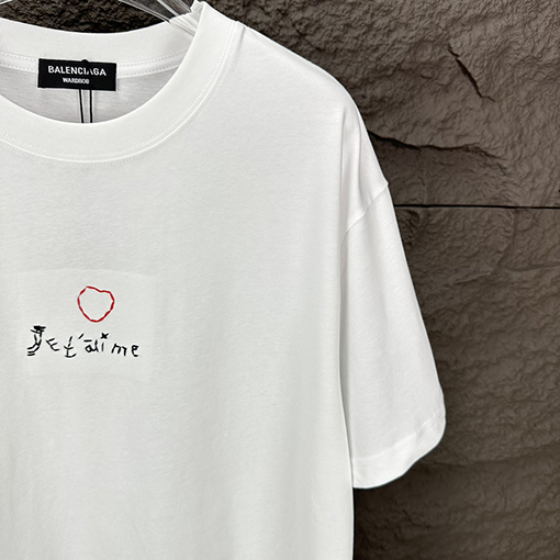 バレンシアガ  新しいステッチ文字ロゴカップル半袖Tシャツ