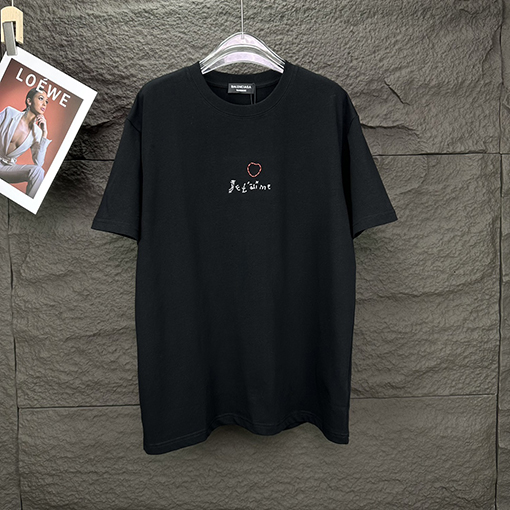 バレンシアガ  新しいステッチ文字ロゴカップル半袖Tシャツ