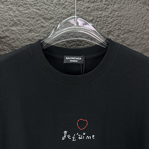バレンシアガ  新しいステッチ文字ロゴカップル半袖Tシャツ