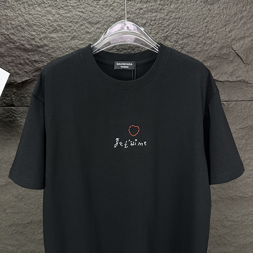 バレンシアガ  新しいステッチ文字ロゴカップル半袖Tシャツ