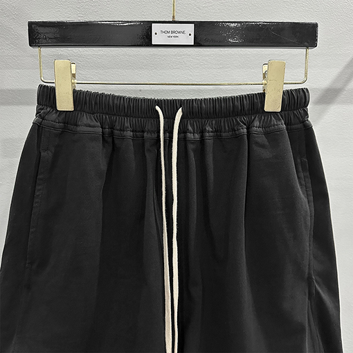 リックオウエンス ダークシンプルパンツスリットベース紐黒パンツ