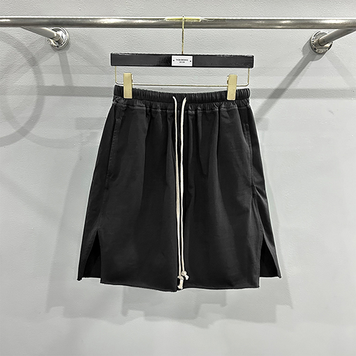 リックオウエンス ダークシンプルパンツスリットベース紐黒パンツ