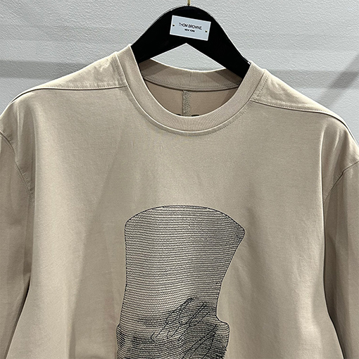 リックオウエンス 刺繍柄ラウンドネックゆったりとした大きなサイズの半袖Tシャツ