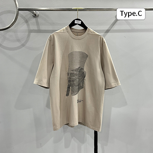 リックオウエンス 刺繍柄ラウンドネックゆったりとした大きなサイズの半袖Tシャツ