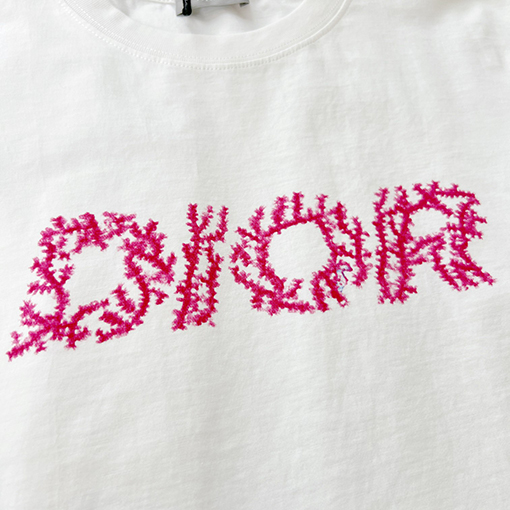 ディオールコピー ビーチコレクションコーラルレッドプリント半袖Tシャツ