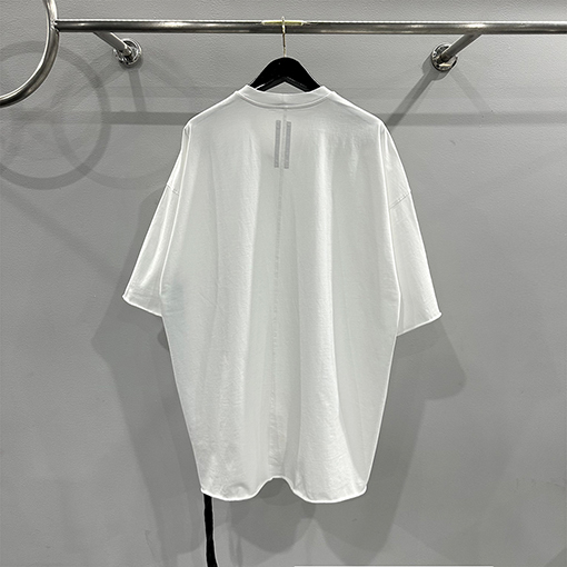 リックオウエンス ウォッシュカーリング無地ルーズ5分半袖Tシャツ