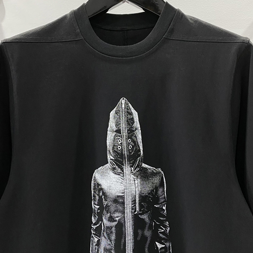 リックオウエンス  ウォッシュロールボーダー肖像ゆったり5分半袖Tシャツ