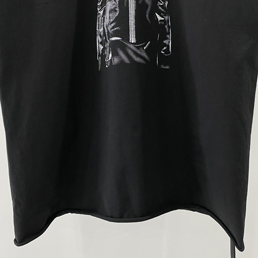 リックオウエンス  ウォッシュロールボーダー肖像ゆったり5分半袖Tシャツ