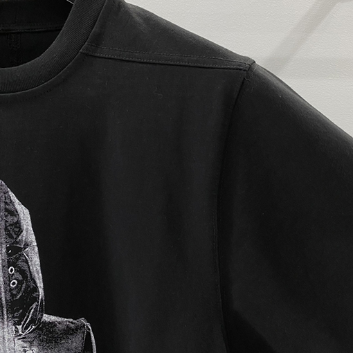 リックオウエンス  ウォッシュロールボーダー肖像ゆったり5分半袖Tシャツ
