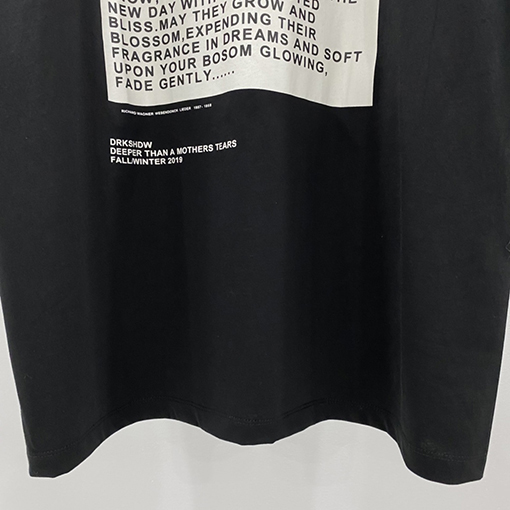 リックオウエンス  アルファベットプリントオーバーサイズルーズフィット5分半袖コットンベースTシャツ