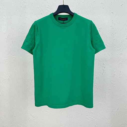 ルイヴィトンコピー ジャカードクルーネックコットンニット半袖Tシャツ