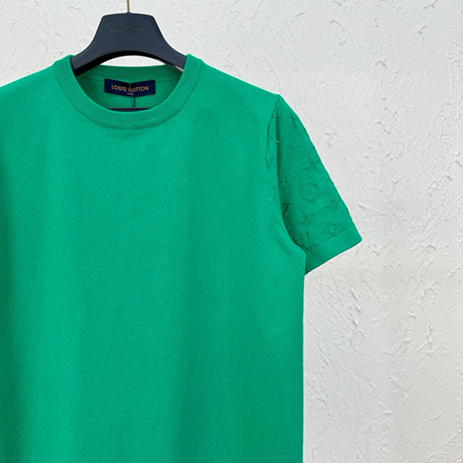 ルイヴィトンコピー ジャカードクルーネックコットンニット半袖Tシャツ