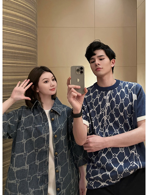 ルイヴィトン  ジャカードニット半袖Tシャツ