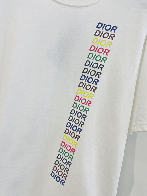 ディオールコピー  新しい虹のアルファベットの落書きプリント半袖Tシャツ