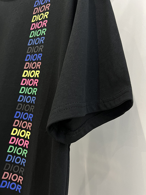 ディオールコピー  新しい虹のアルファベットの落書きプリント半袖Tシャツ