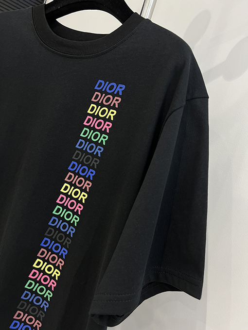 ディオールコピー  新しい虹のアルファベットの落書きプリント半袖Tシャツ