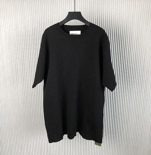 グッチ  新しいジャカードニット半袖Tシャツ