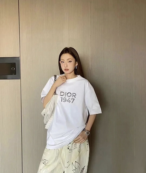 ディオール パターン刺繍刺繍文字半袖Tシャツ