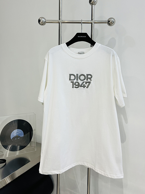 ディオール パターン刺繍刺繍文字半袖Tシャツ