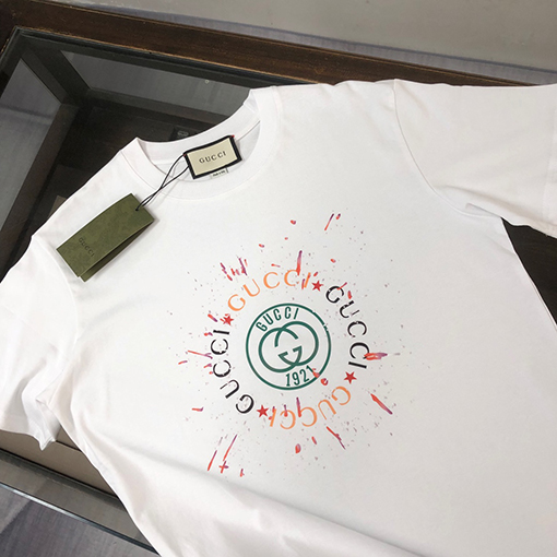 グッチ 新しいメンズクルーネック半袖カップルTシャツ