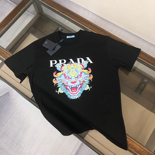 プラダコピー メンズクルーネック半袖カップルTシャツ