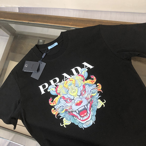 プラダコピー メンズクルーネック半袖カップルTシャツ