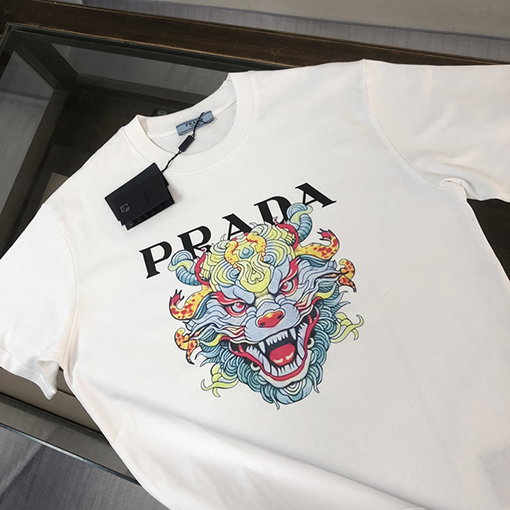 プラダコピー メンズクルーネック半袖カップルTシャツ