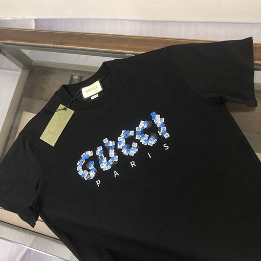 グッチ 新しいメンズラウンドネック半袖通気性カップルTシャツ