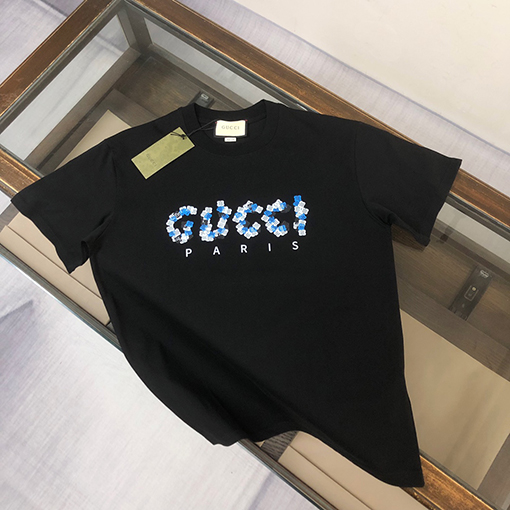 グッチ 新しいメンズラウンドネック半袖通気性カップルTシャツ