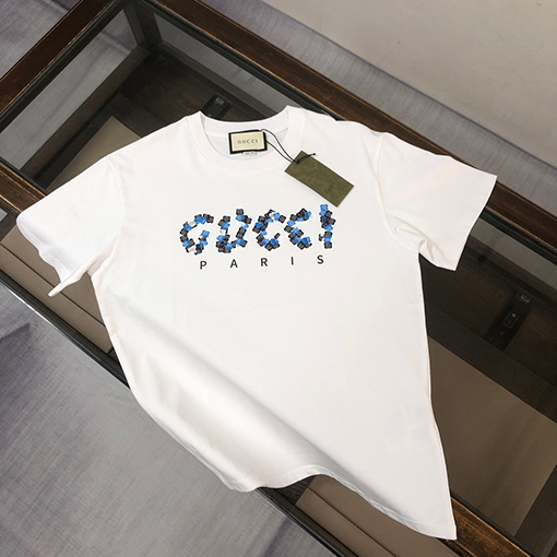 グッチ 新しいメンズラウンドネック半袖通気性カップルTシャツ