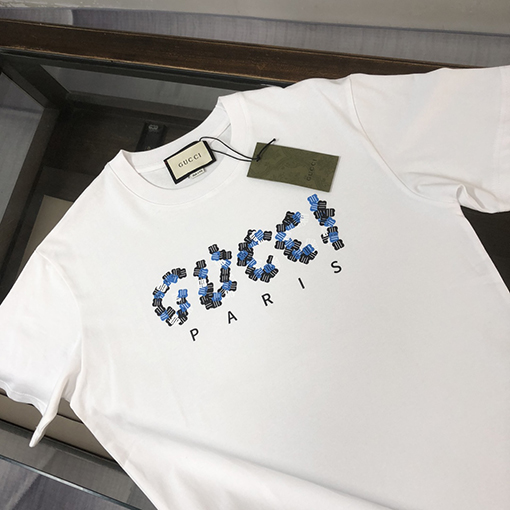 グッチ 新しいメンズラウンドネック半袖通気性カップルTシャツ