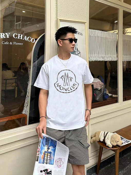 モンクレールコピー  新作プリントラウンドネック半袖Tシャツ