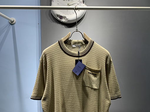 プラダ 新しいラウンドネックシルクコットンジャカードニットTシャツ