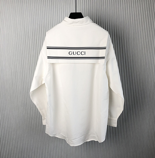 グッチ  新しいAncora赤いラベルの白い長袖シャツ