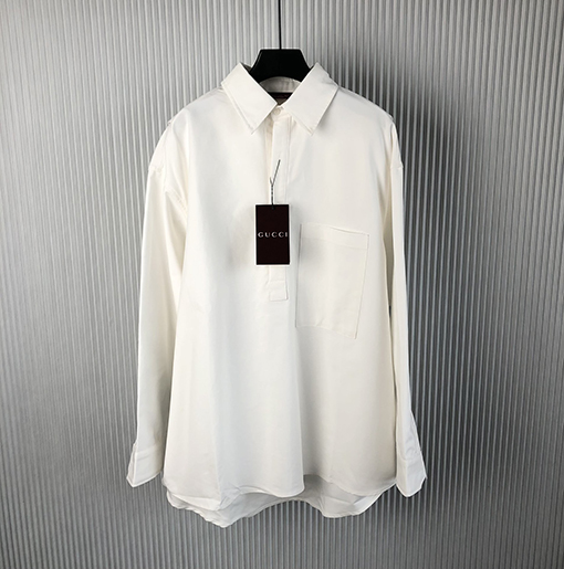 グッチ  新しいAncora赤いラベルの白い長袖シャツ