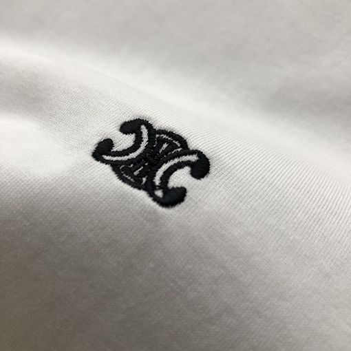 セリーヌコピー 新しいロゴ小さな刺繍ラウンドネック半袖Tシャツ